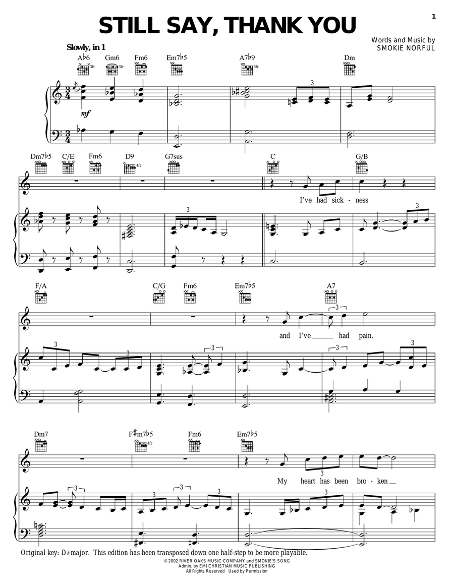 Still Say, Thank You Piano, Vocal, Guitar scores gallery preview page 1