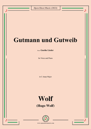 Book cover for Wolf-Gutmann und Gutweib,in C sharp Major,IHW10 No.13