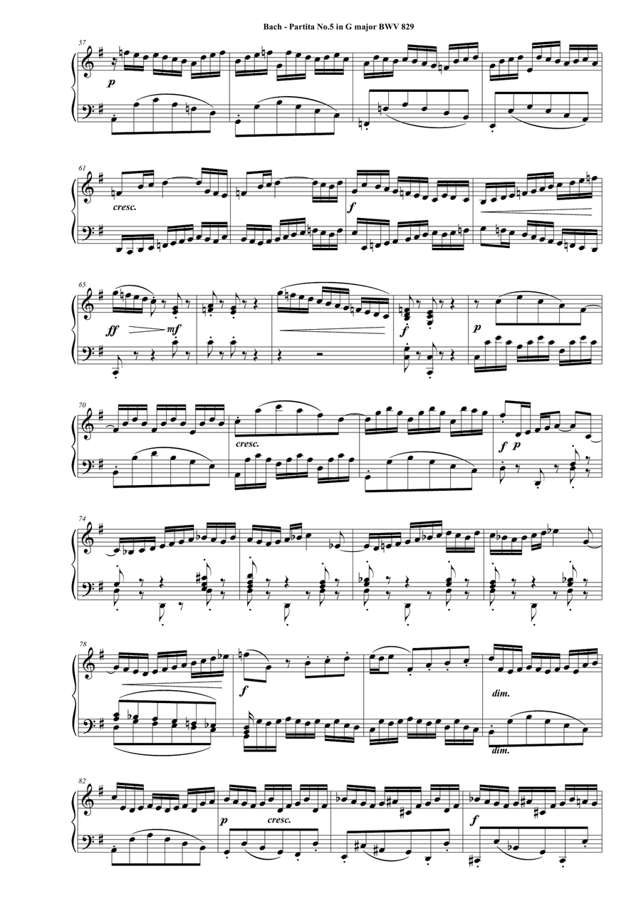 Bach - Partita No.5 in G major BWV 829 for Piano Piano Solo scores gallery preview page 3