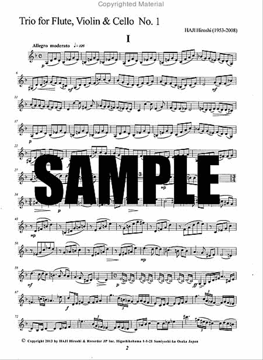 Trio No. 1 for Flute, Violin and Cello Flute scores gallery preview page 3