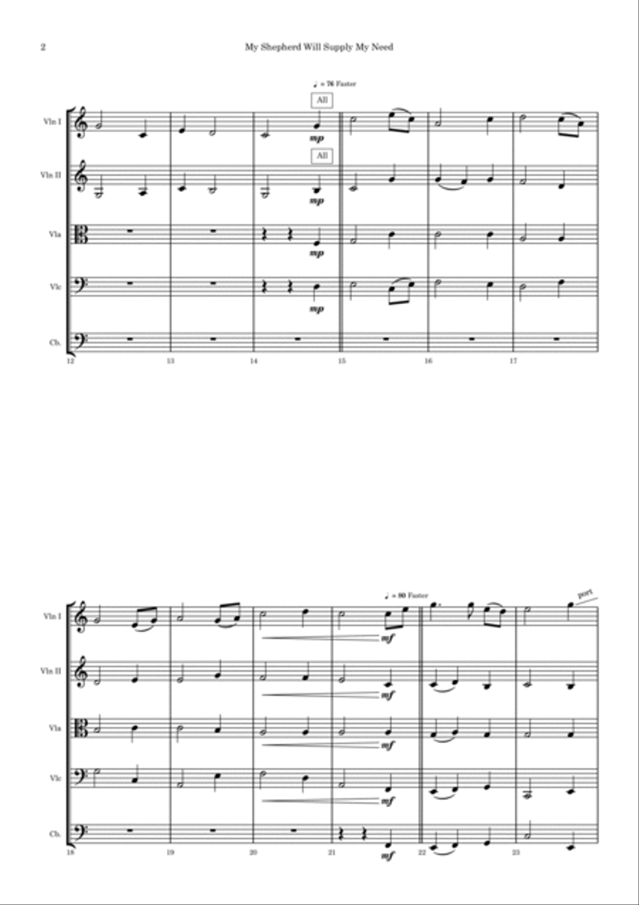 My Shepherd Will Supply My Need (String Orchestra) String Orchestra scores gallery preview page 3