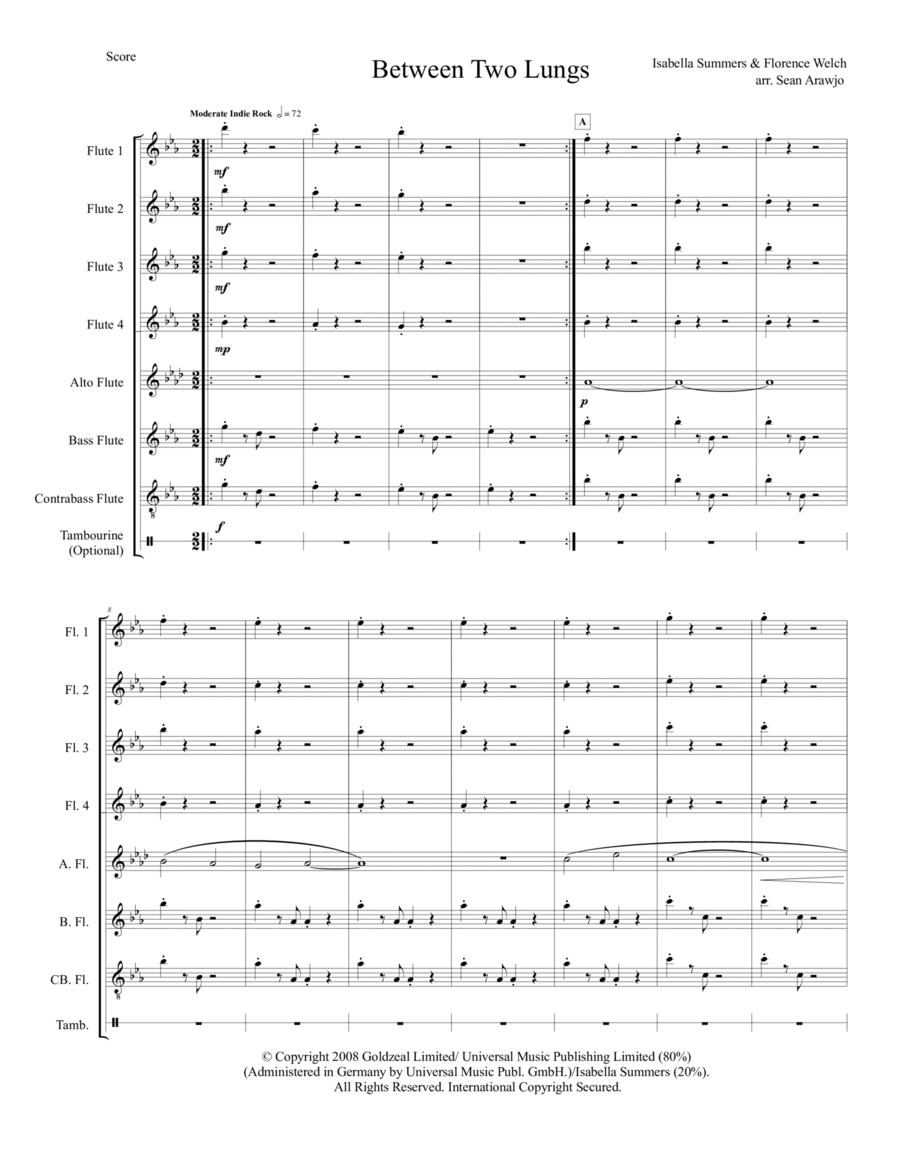 Between Two Lungs Woodwind Ensemble scores gallery preview page 1