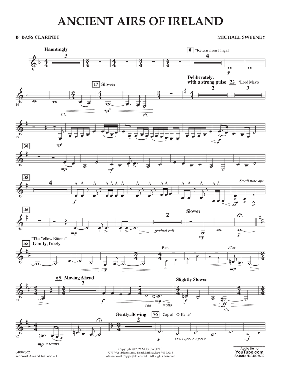 Ancient Airs of Ireland - Bb Bass Clarinet Concert Band scores gallery preview page 1