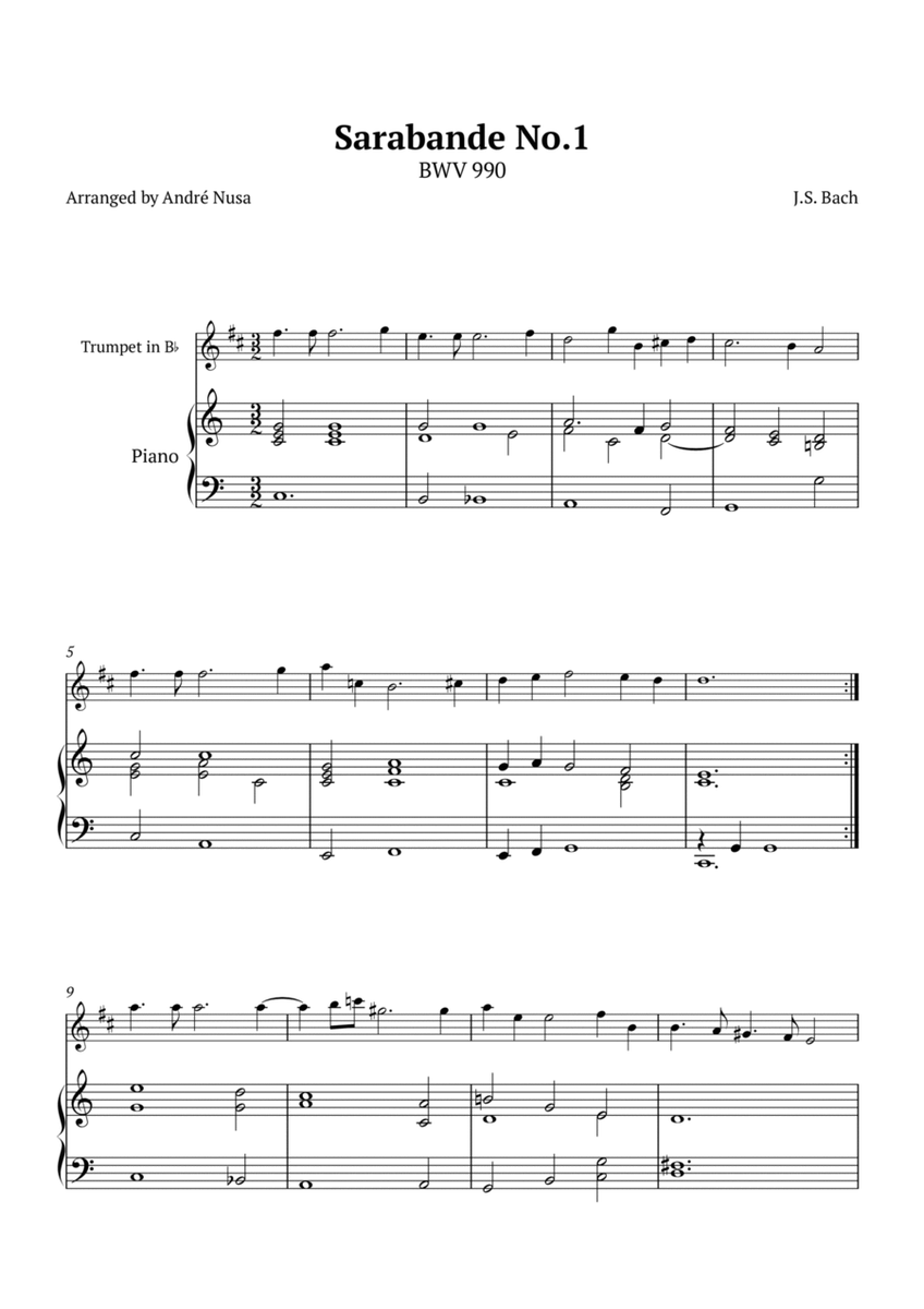 Sarabande No.1 BWV 990 image number null
