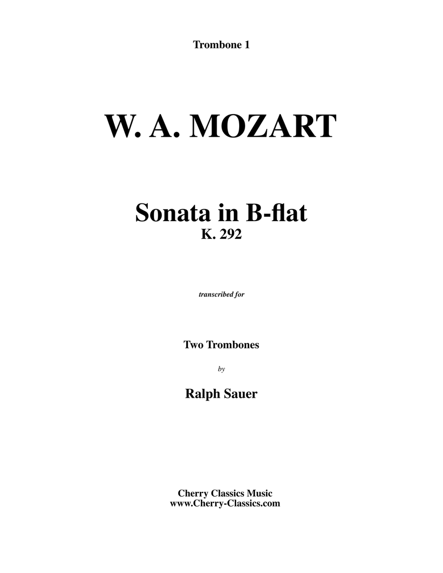Sonata in B-flat K. 292 for Trombone Duet Trombone Duet scores gallery preview page 1