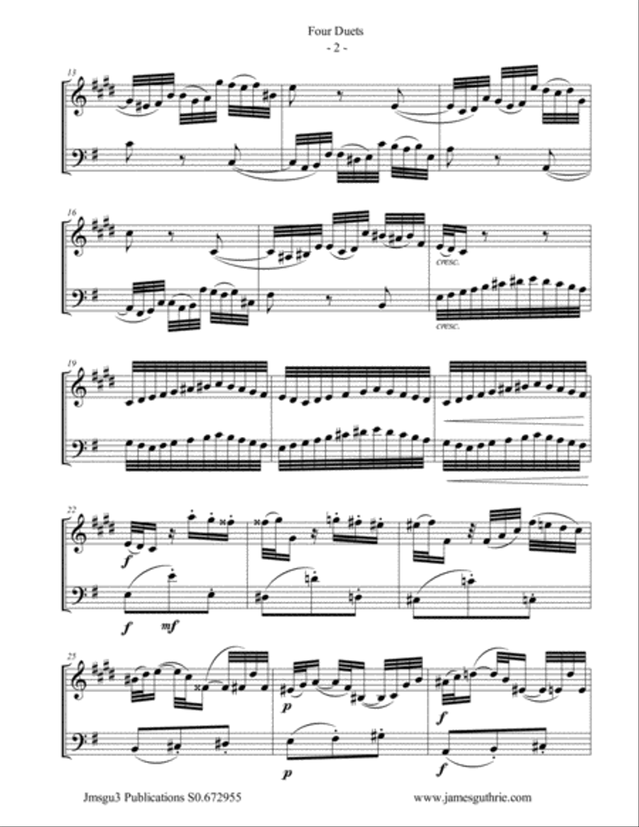 Bach: Four Duets for Alto Clarinet & Cello E-Flat Clarinet scores gallery preview page 2