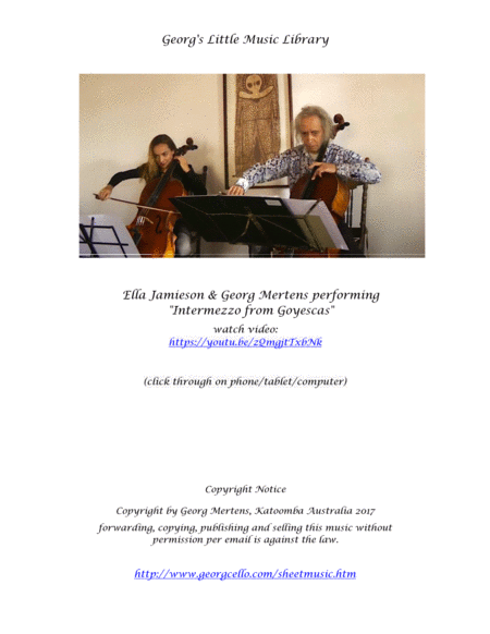 Granados Intermezzo from Goyescas for 2 cellos