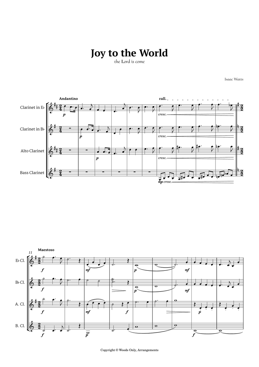 Book cover for Joy to the World by for Clarinet Ensemble