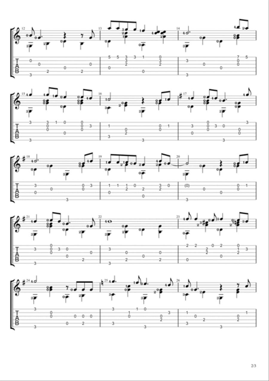 Let It Snow! Let It Snow! Let It Snow! Guitar Tablature scores gallery preview page 2