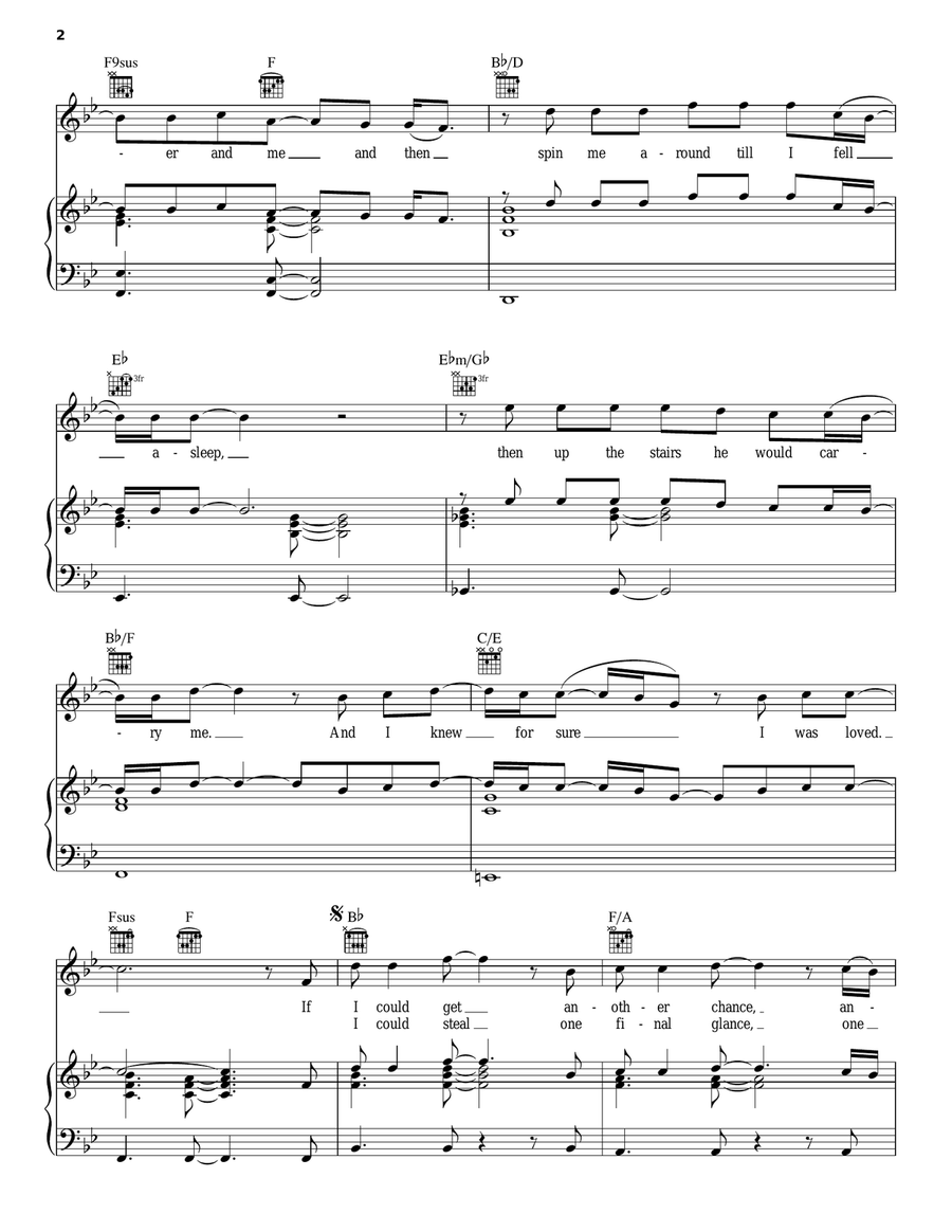 Dance With My Father Piano, Vocal, Guitar scores gallery preview page 2