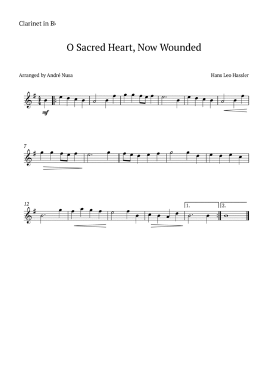 O Sacred Heart, Now Wounded B-Flat Clarinet scores gallery preview page 2