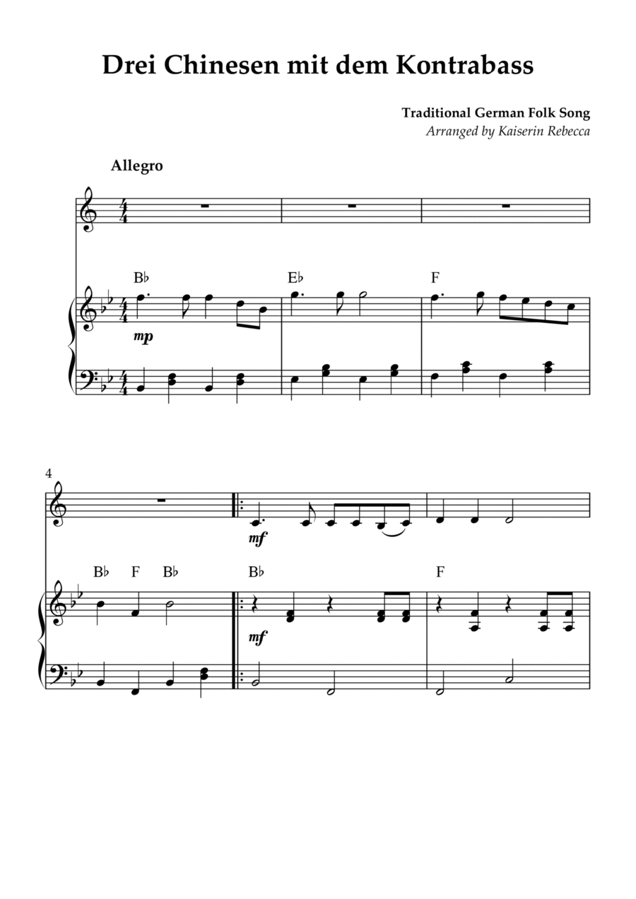 Drei Chinesen mit dem Kontrabass B-Flat Trumpet scores gallery preview page 1