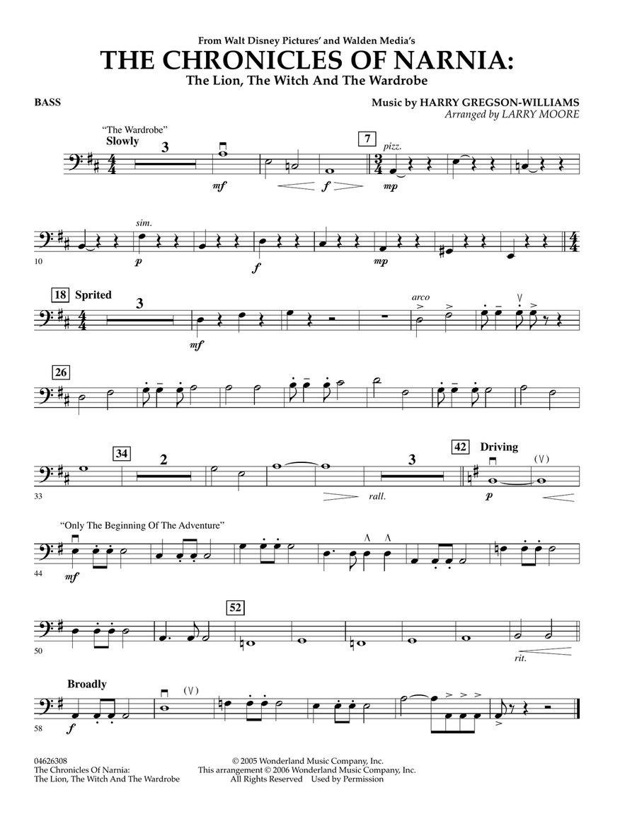 The Chronicles of Narnia - Bass Orchestra scores gallery preview page 1