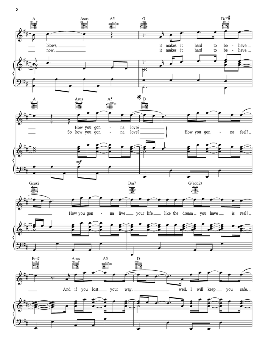 Safe Piano, Vocal, Guitar scores gallery preview page 2