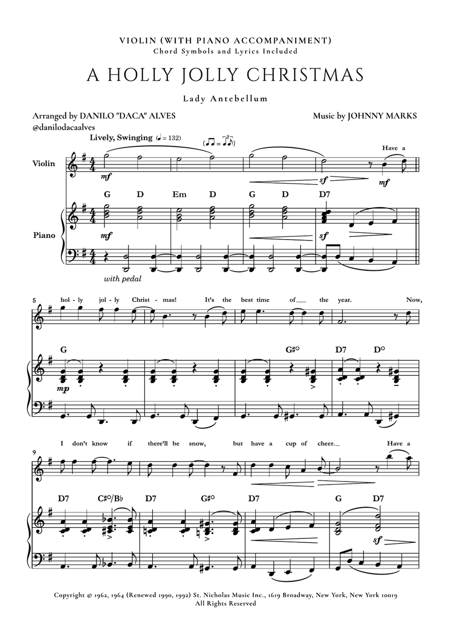 A Holly Jolly Christmas Violin Solo scores gallery preview page 1