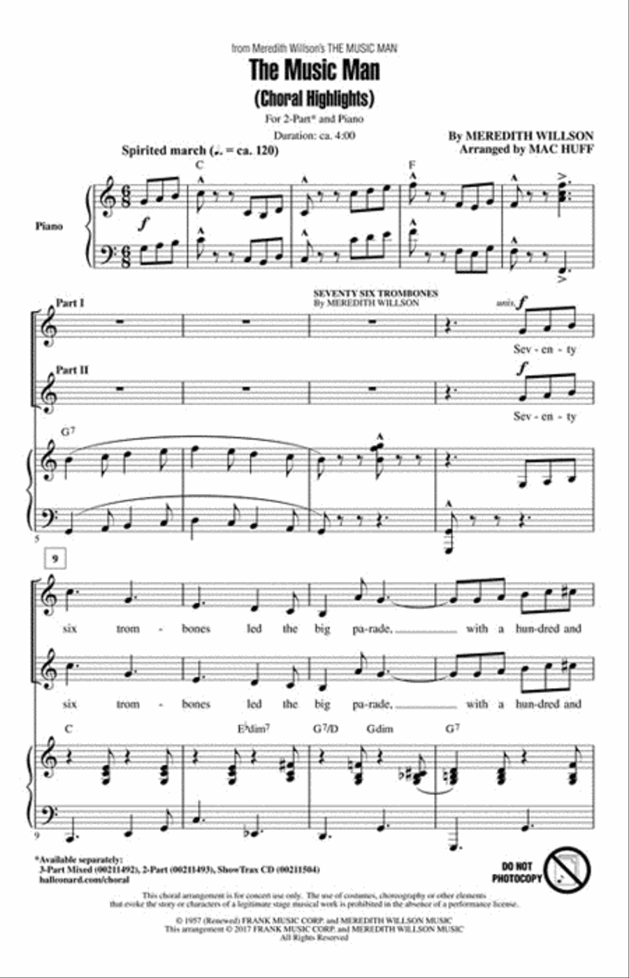 The Music Man (Choral Highlights) 2-Part scores gallery preview page 2