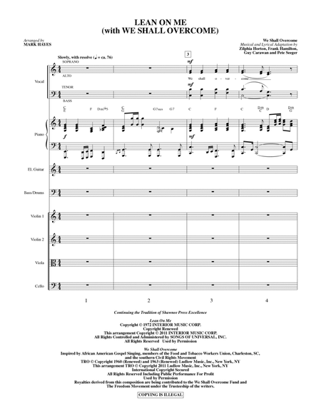 Lean On Me (with We Shall Overcome) - Full Score