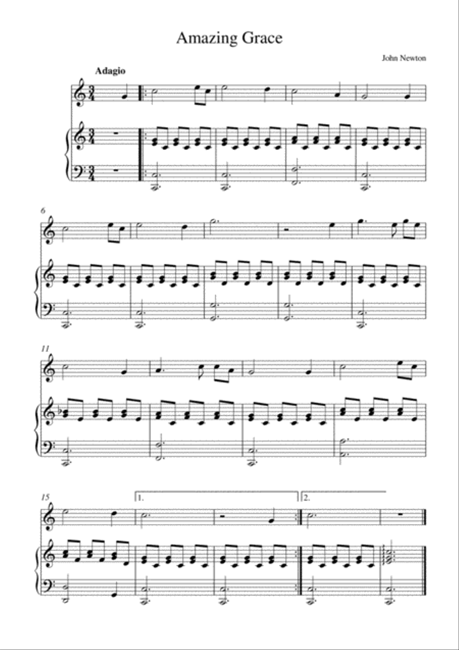 Amazing Grace Amazing Grace Violin Solo scores gallery preview page 1