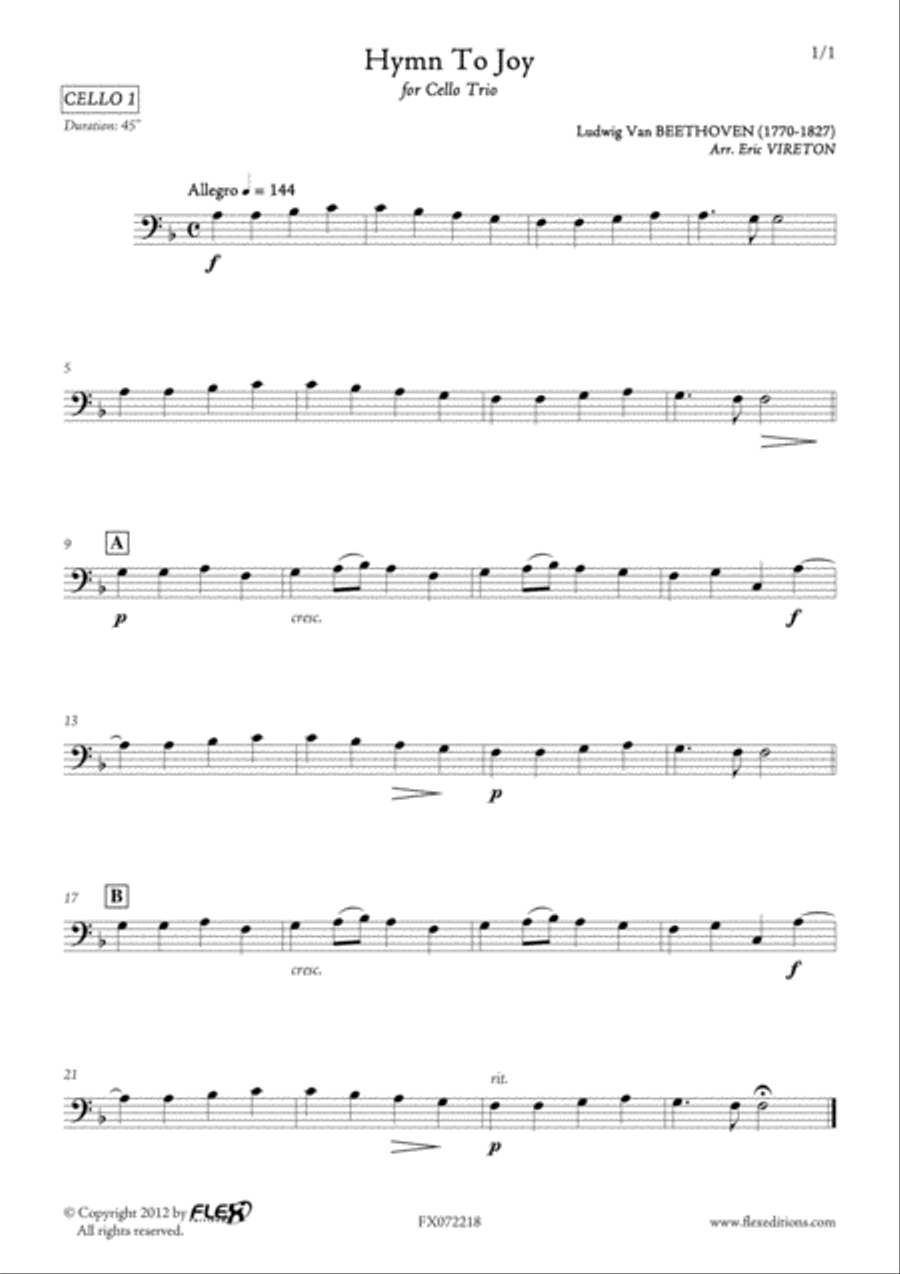 Hymn to Joy Cello scores gallery preview page 3