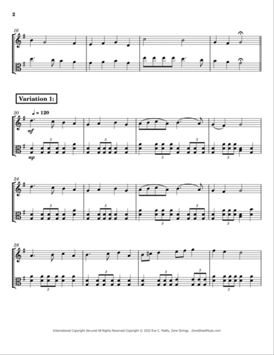 Deck the Halls - Duet for Violin & Viola String Duet scores gallery preview page 2
