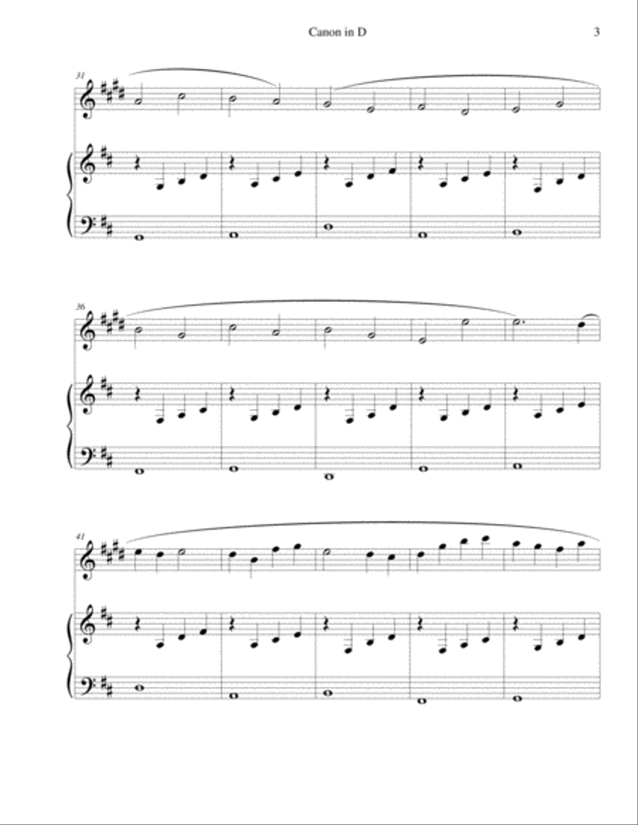 Pachelbel's Canon in D - for Bb clarinet and piano B-Flat Clarinet scores gallery preview page 3