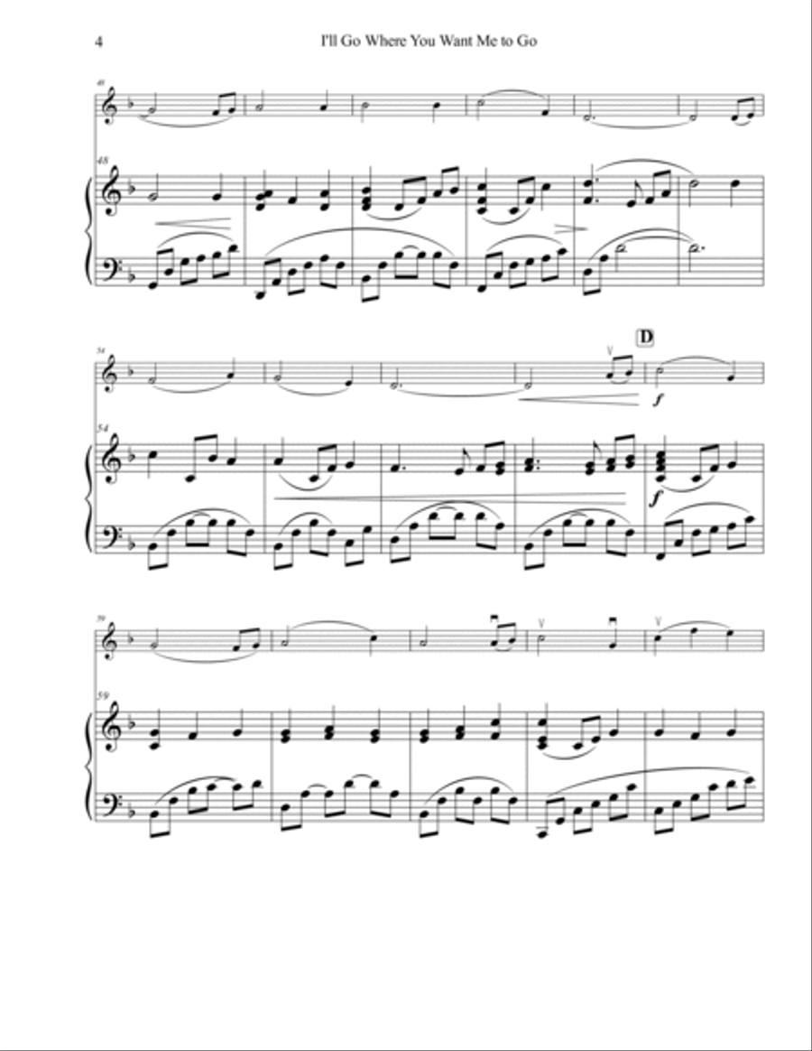 I'll Go Where Where You Want Me to Go String Duet scores gallery preview page 4