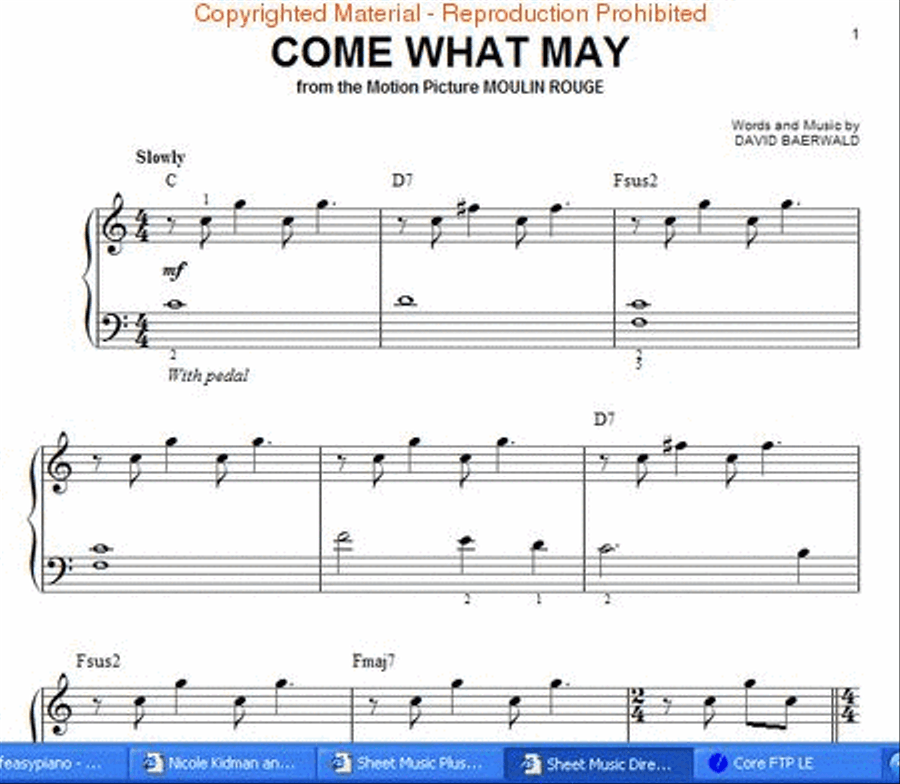 Come What May Come What May Piano, Vocal, Guitar scores gallery preview page 2