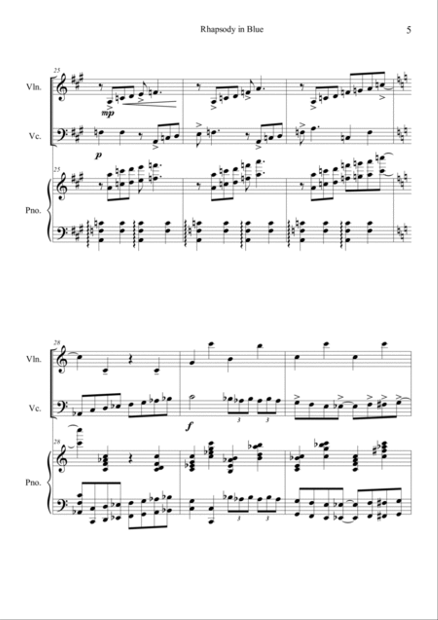 Rhapsody in Blue Piano Trio scores gallery preview page 5