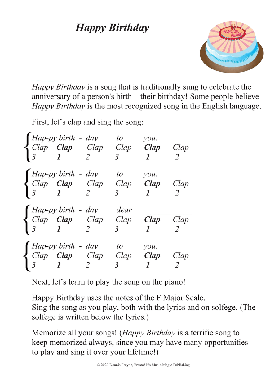 Happy Birthday (big letter notation) Piano, Vocal scores gallery preview page 1
