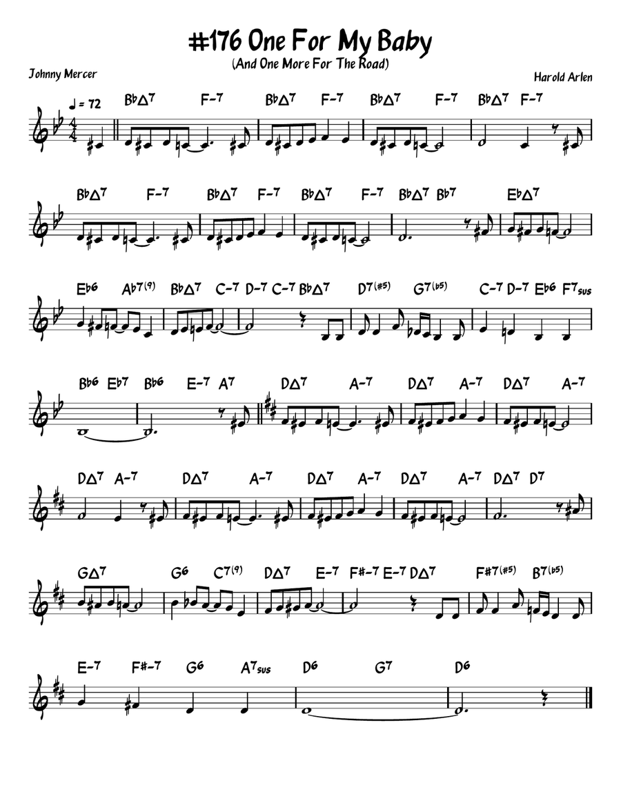 One For My Baby Piano scores gallery preview page 1