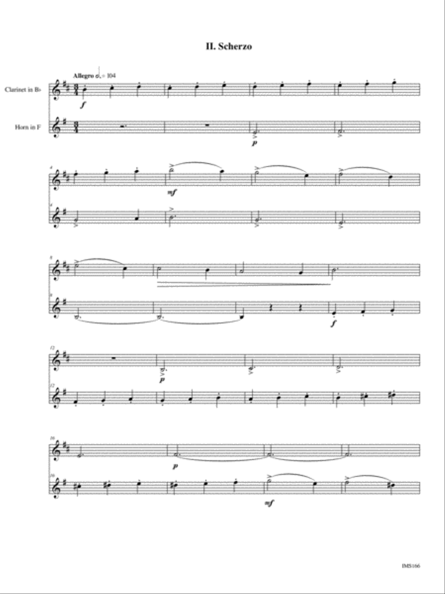 Two Pieces for Horn & Clarinet Clarinet scores gallery preview page 5