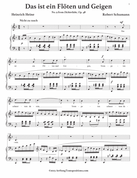 SCHUMANN: Das ist ein Flöten und Geigen, op. 48 no. 9 (transposed to D minor)