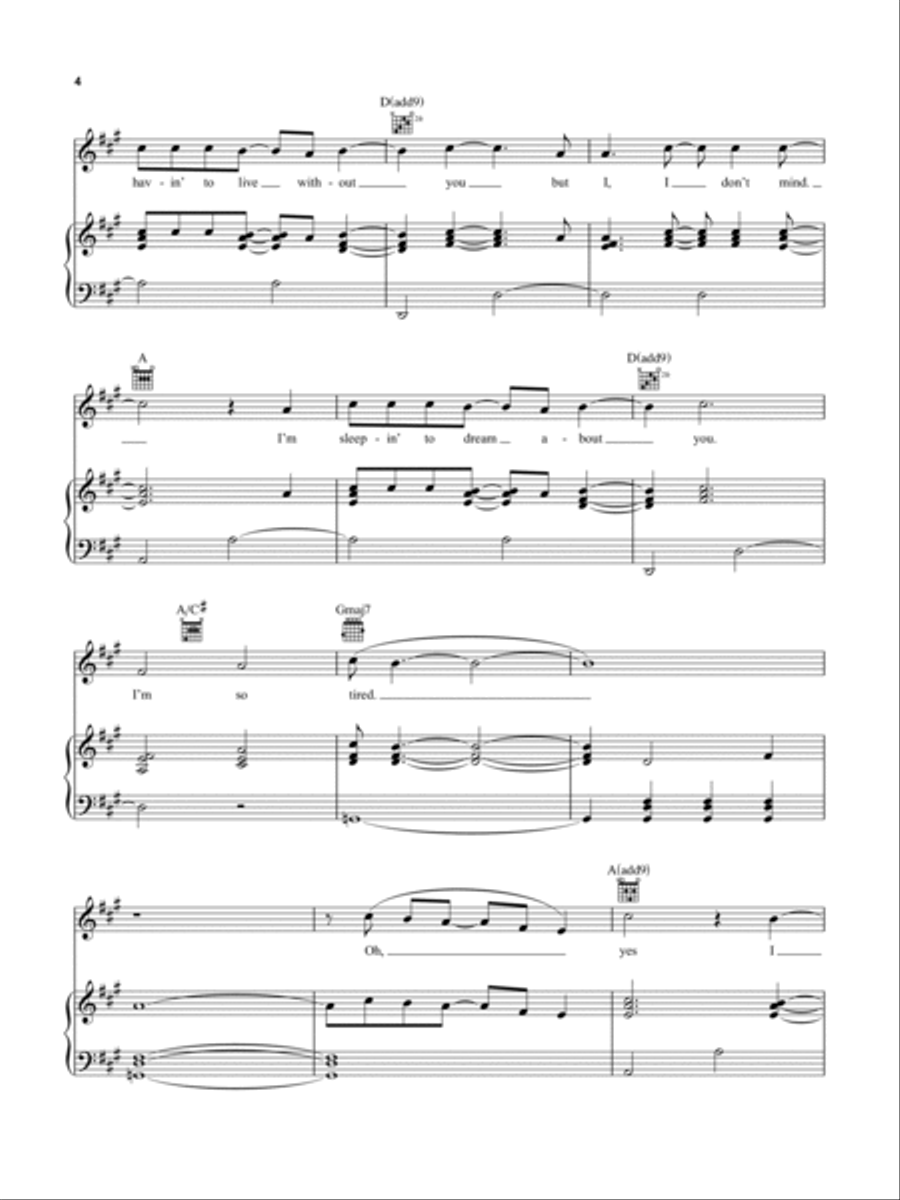 Sleeping To Dream Piano, Vocal, Guitar scores gallery preview page 4