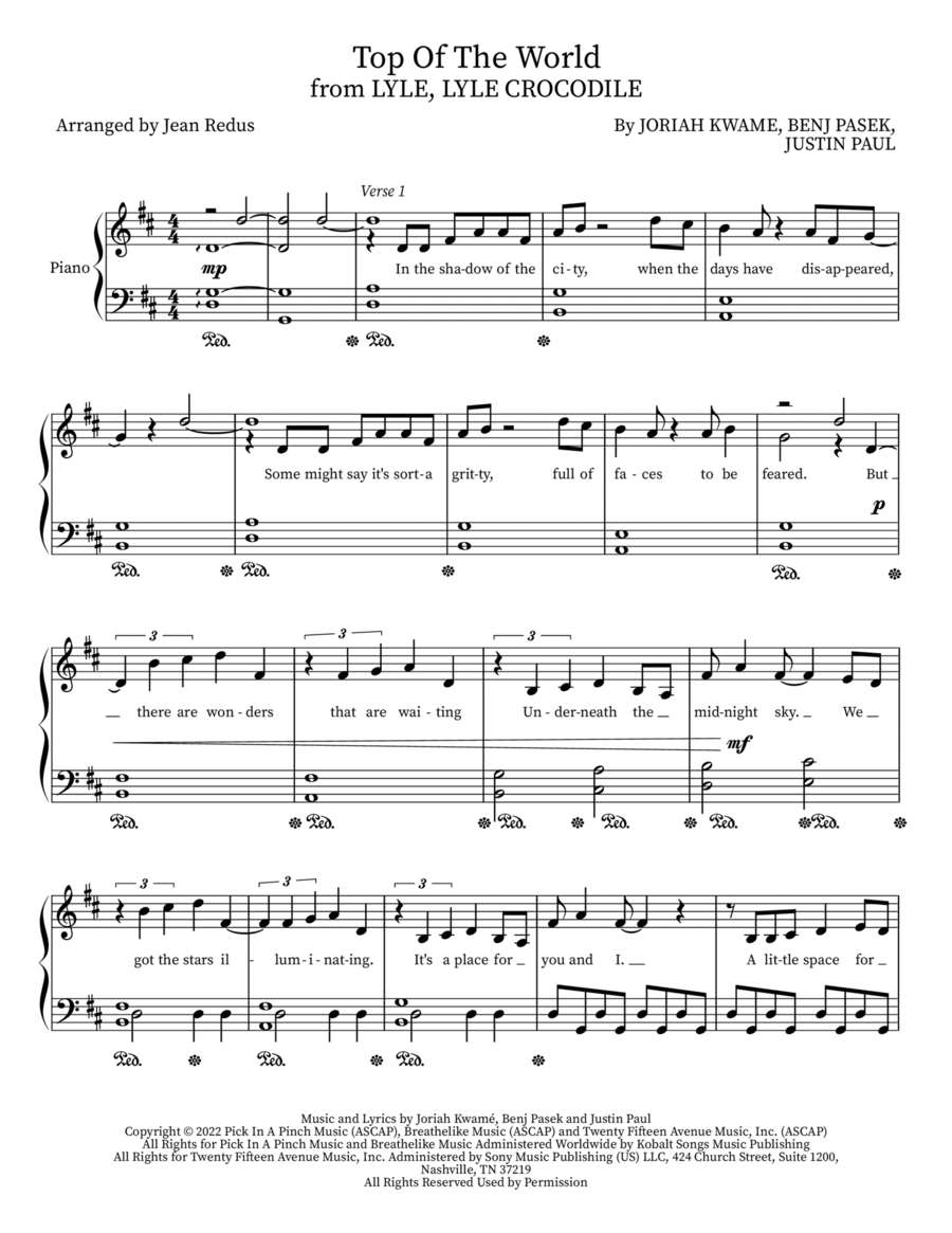 Top Of The World Voice scores gallery preview page 1