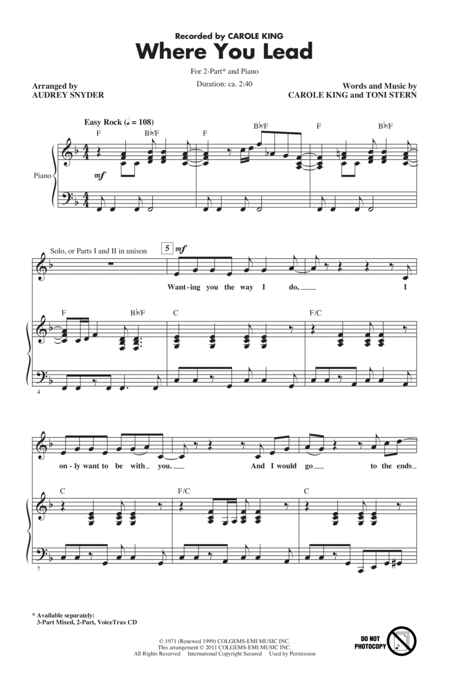 Where You Lead 2-Part scores gallery preview page 1