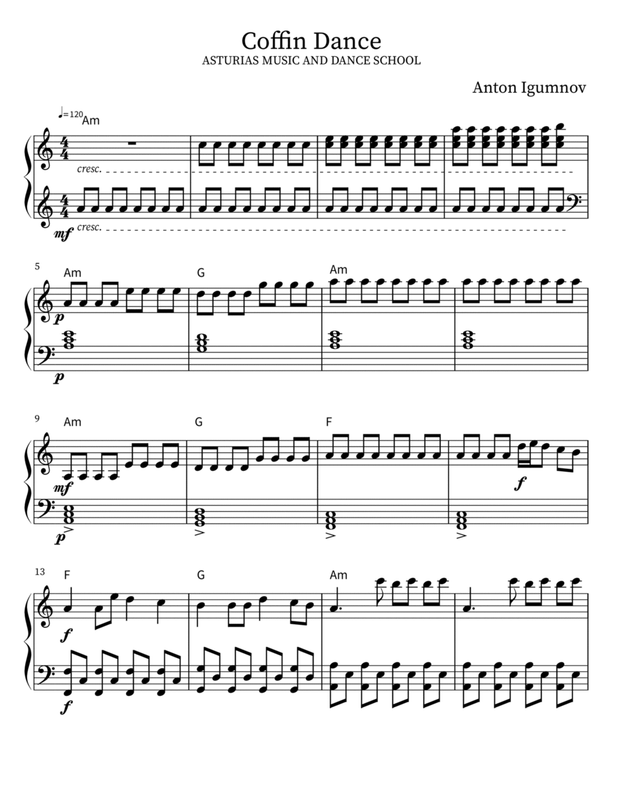 COFFIN DANCE Piano Solo scores gallery preview page 1