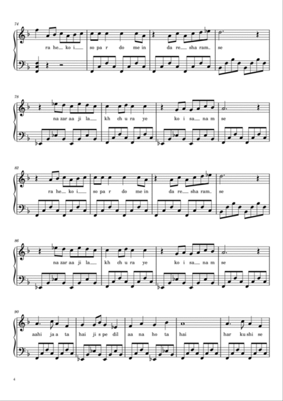 Pyar dewana hota hai Pyar dewana hota hai Easy Piano scores gallery preview page 4