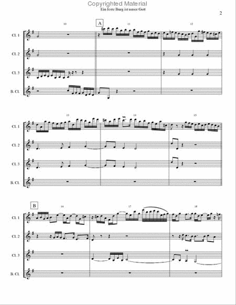 Ein feste Burg ist unser Gott Clarinet Quartet scores gallery preview page 3