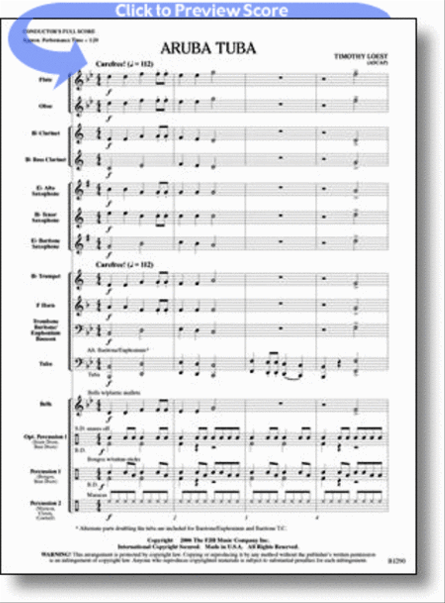 Aruba Tuba Concert Band scores gallery preview page 1