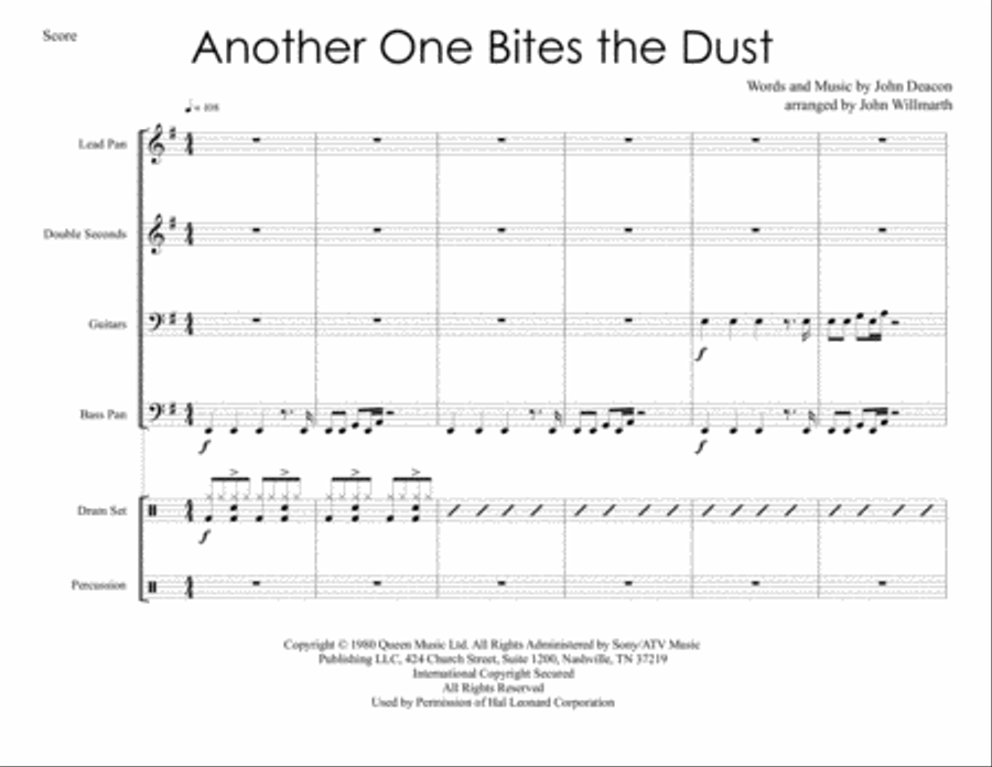 Another One Bites The Dust Steel Drum Band scores gallery preview page 1