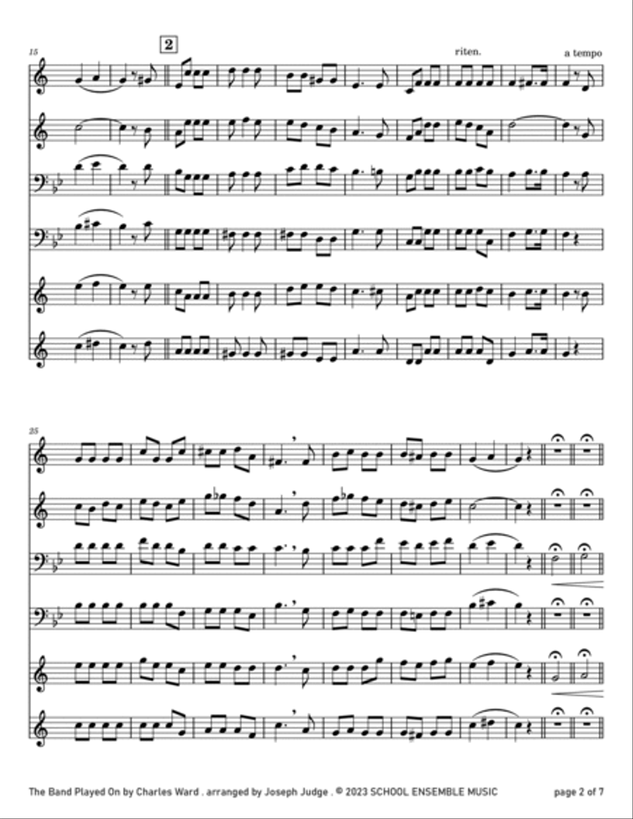The Band Played On by Ward for Brass Quartet in Schools Brass Quartet scores gallery preview page 2
