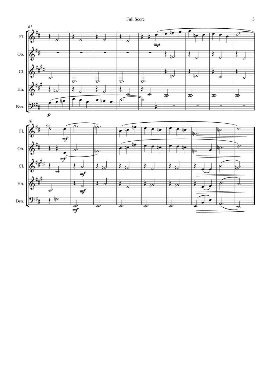 Satie: Trois Gymnopédies Nos.1,2 & 3 - wind quintet Woodwind Quintet scores gallery preview page 4