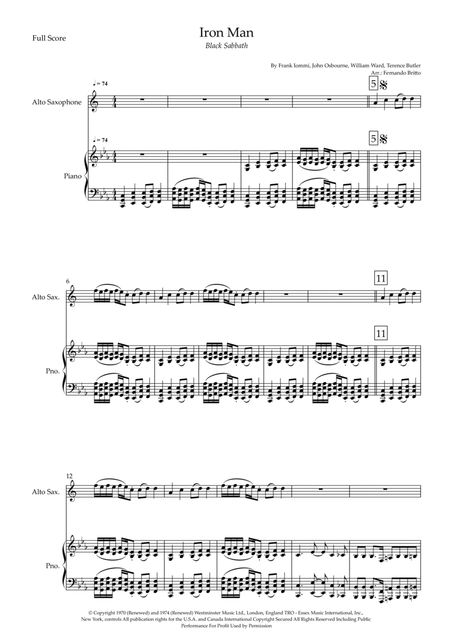 Iron Man Alto Saxophone scores gallery preview page 1
