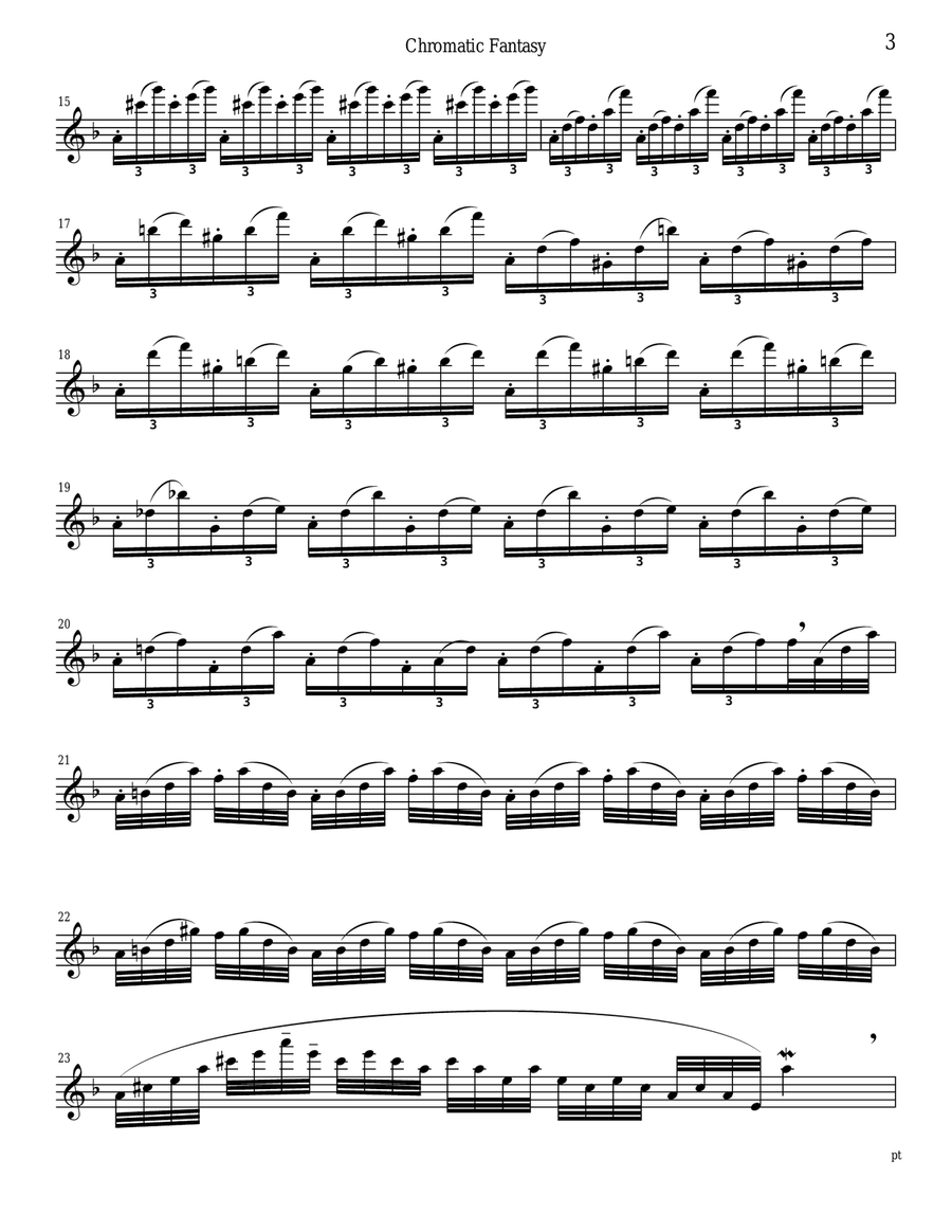 J. S. Bach Chromatic Fantasy set for solo (unaccompanied) Flute Flute Solo scores gallery preview page 3