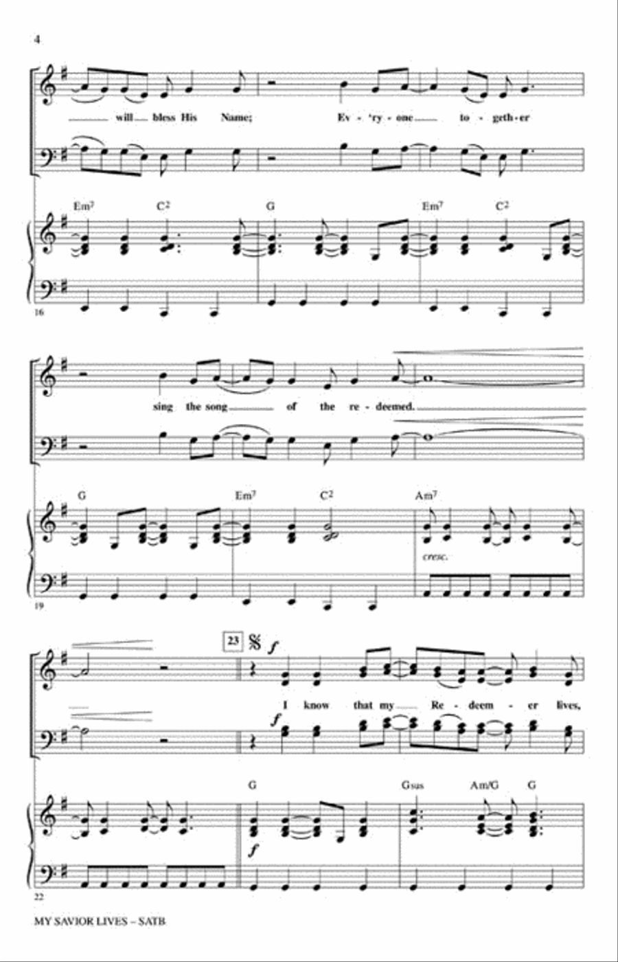 My Savior Lives 4-Part scores gallery preview page 3