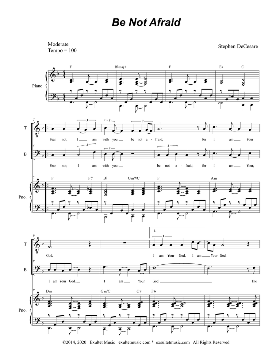 Be Not Afraid (2-part choir - (TB)