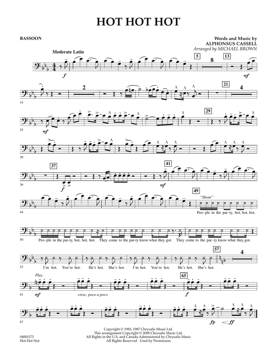 Hot Hot Hot - Bassoon Hot Hot Hot - Bassoon Concert Band scores gallery preview page 1