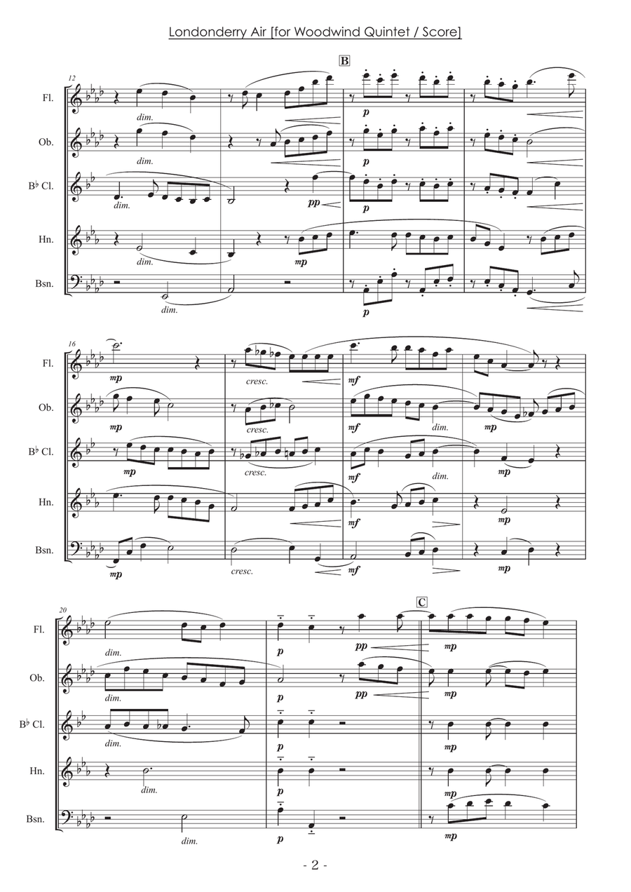 Londonderry Air (Danny Boy) [Woodwind Quintet] Woodwind Quintet scores gallery preview page 2