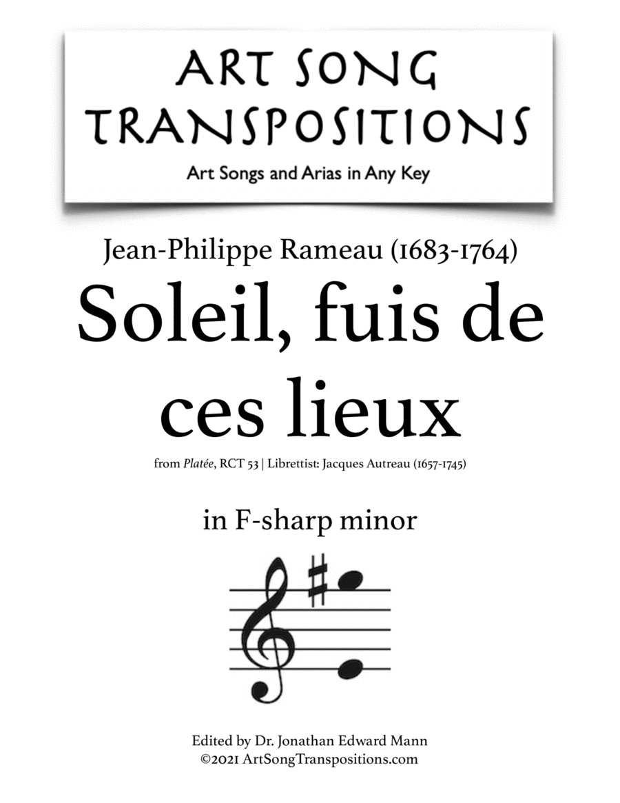 RAMEAU: Soleil, fuis de ces lieux (transposed to F-sharp minor) Voice scores gallery preview page 1