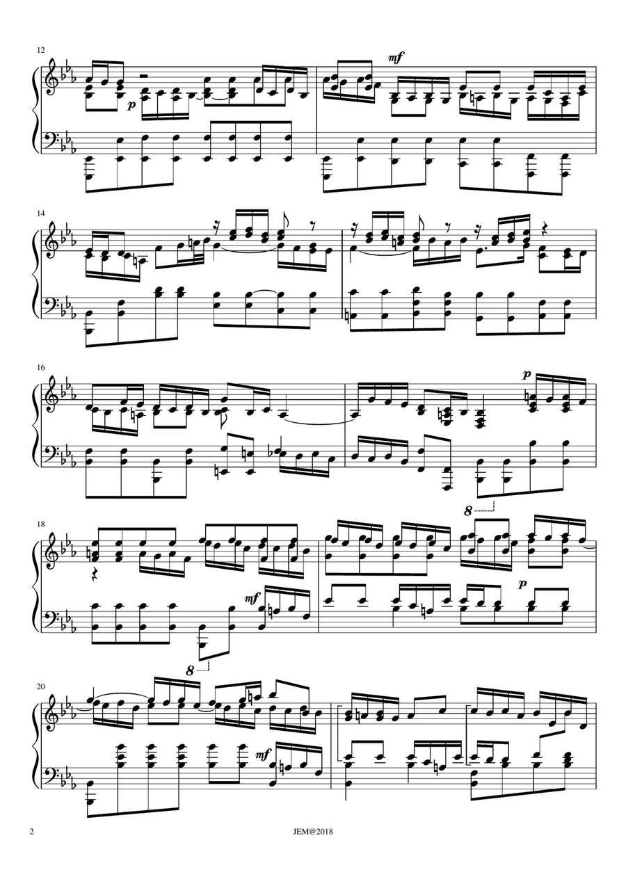 J.S. Bach, Aria 'Widerstehe doch der Sünde, BWV 54, arrangment / transcription for piano by Jaap Ei Piano Solo scores gallery preview page 2